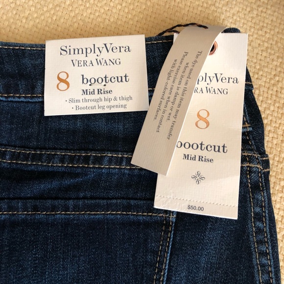 SimplyVera Vera Wang Jeans: Bootcut, MidRise, Sz 8 - Picture 2 of 8